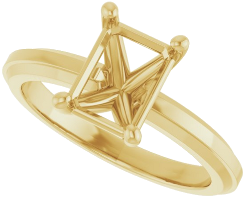 14K Yellow 8x6 mm Emerald Solitaire Engagement Ring Mounting (5)