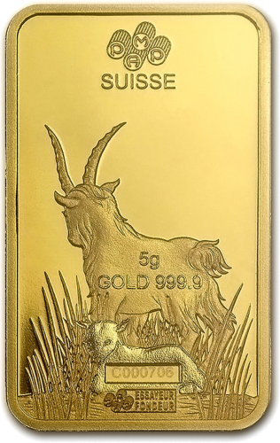 5 g Collectible (Lunar) Investment Gold Bar Goat 2015 PAMP (4)