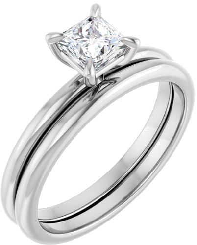 14K White  4.5x4.5 mm Square Solitaire Engagement Ring Mounting (6)