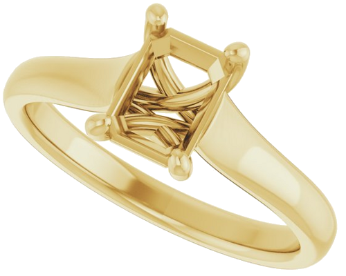 14K Yellow 7x5 mm Emerald Solitaire Engagement Ring Mounting (5)