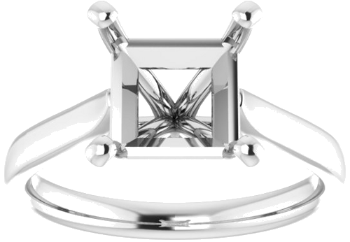 Sužadėtuvių Žiedas „Solitaire“ 585 Baltojo Aukso Square 7.5mm (3)