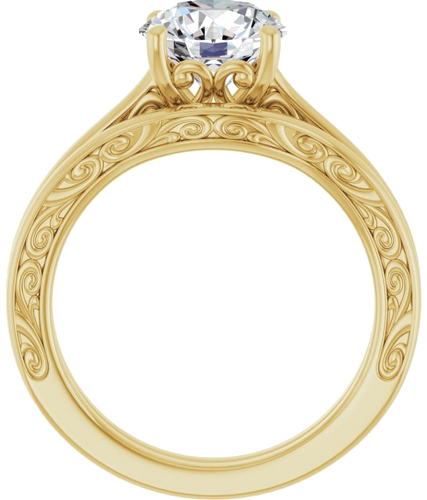 14K Yellow  8 mm Round Solitaire Engagement Ring Mounting (7)
