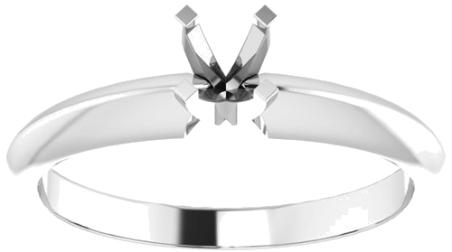 14K White 4-4.1 mm Round 4-Prong Light Solitaire Ring Mounting (3)