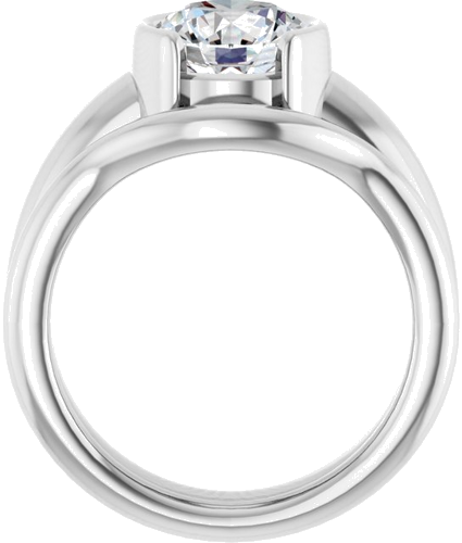 Sužadėtuvių Žiedas „Half Bezel Solitaire“ 950 Platinos Round 8mm (7)