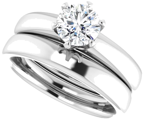 14K White 6 mm Round Engagement Ring Mounting (10)