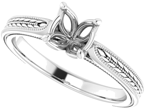 Platinum  6 mm Round Solitaire Engagement Ring Mounting (5)
