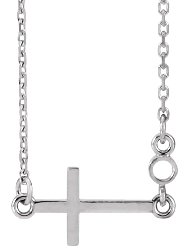 Sterling Silver 2 mm Round Sideways Cross 16-18  Necklace Mounting (1)