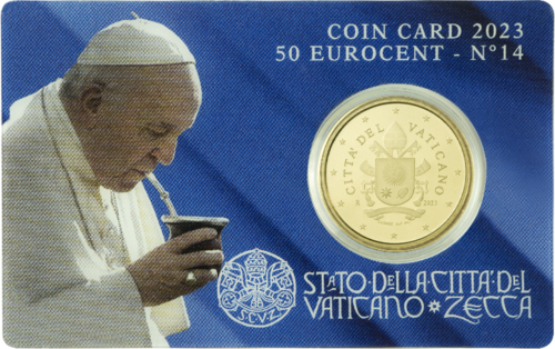 2023 Vatikanas Pranciškaus Herbas 50 centų moneta BU kortelėje (1)
