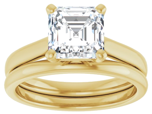14K Yellow 7 mm Asscher Engagement Ring Mounting (8)