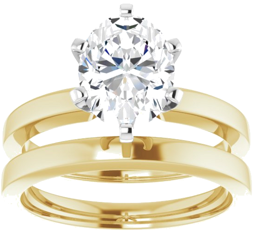 Sužadėtuvių Žiedas „Solitaire“ 585 Baltojo Ir Geltonojo Aukso Oval 9mm x 7mm (8)