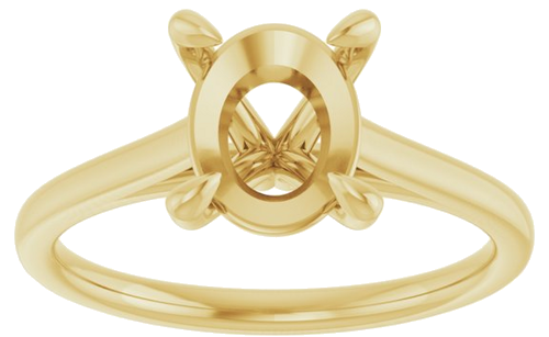 14K Yellow  9x7 mm Oval Solitaire Engagement Ring Mounting (3)