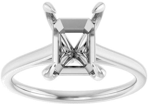 Platinum  9x7 mm Emerald Solitaire Engagement Ring Mounting (3)