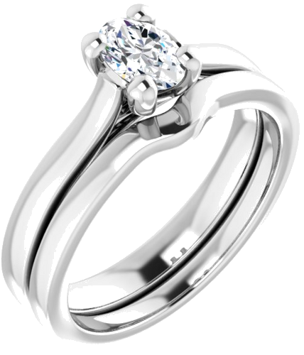 14K White 6x4 mm Oval Engagement Ring Mounting (6)