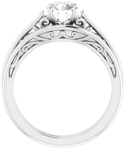 Sužadėtuvių Žiedas „Solitaire“ 585 Baltojo Aukso Round 5.8mm (17)