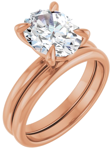 14K Rose  10x8 mm Oval Solitaire Engagement Ring Mounting (6)