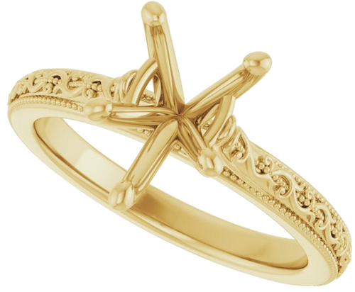 14K Yellow  10x7 mm Pear Solitaire Engagement Ring Mounting (5)