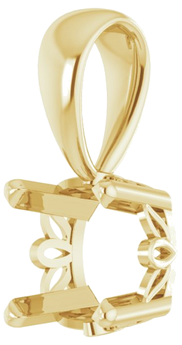 14K Yellow 6x6 mm Cushion Pendant Mounting (2)