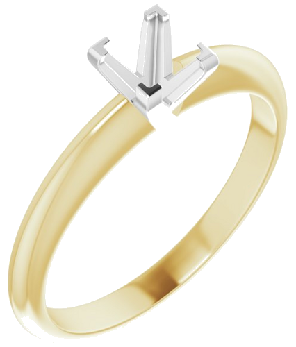 Sužadėtuvių Žiedas „V-End Solitaire“ 585 Baltojo Ir Geltonojo Aukso Square 4.5mm (1)