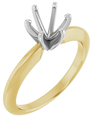 Sužadėtuvių Žiedas „Solitaire“ 585 Baltojo Ir Geltonojo Aukso Round 6mm x 6.6mm (1)