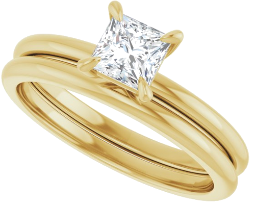 Sužadėtuvių Žiedas „Solitaire“ 585 Geltonojo Aukso Square 4.5mm (10)