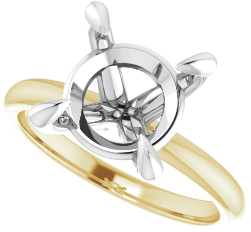 14K Yellow White 10 mm Round Engagement Ring Mounting (5)