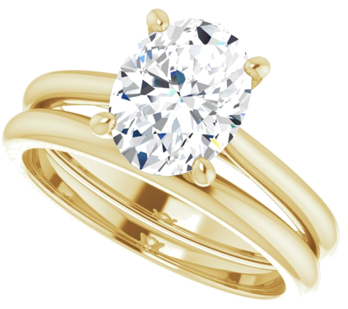 Sužadėtuvių Žiedas „Solitaire“ 750 Geltonojo Aukso Oval 9mm x 7mm (10)