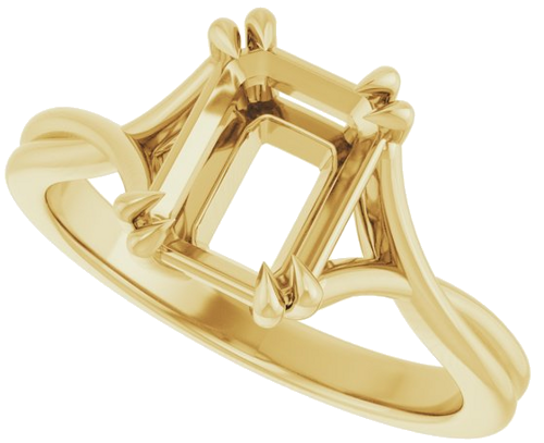 14K Yellow 8x6 mm Emerald Solitaire Engagement Ring Mounting (5)
