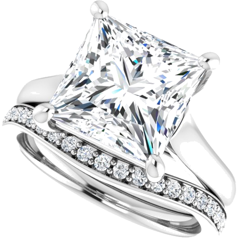 14K White 9 mm Square Solitaire Engagement Ring Mounting (10)