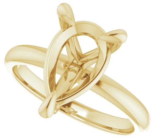 14K Yellow  12x8 mm Pear Solitaire Engagement Ring Mounting (5)