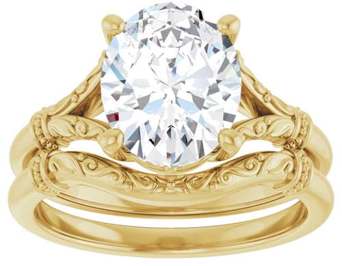 14K Yellow 10x8 mm Oval Solitaire Engagement Ring Mounting (8)