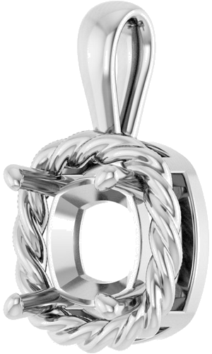 14K White  7 mm Cushion Pendant Mounting (2)