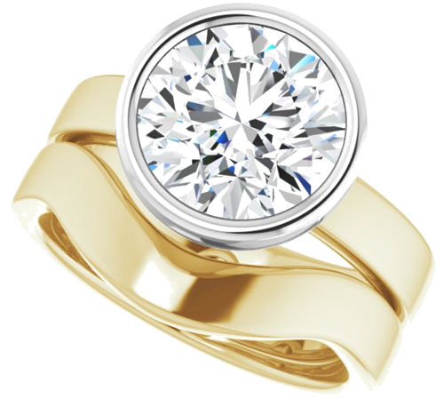 Sužadėtuvių Žiedas „Solitaire“ 585 Baltojo Ir Geltonojo Aukso Round 9.4mm (10)