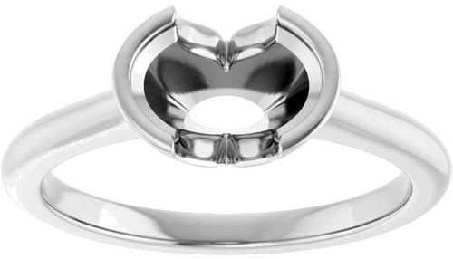 14K White 8x6 mm Oval Solitaire Engagement Ring Mounting (3)