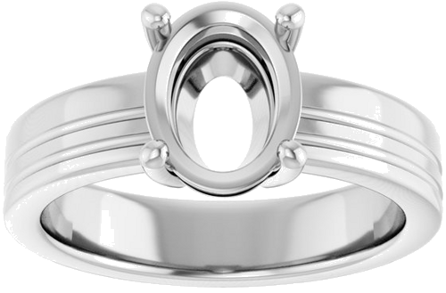 Platinum 9x7 mm Oval Solitaire Engagement Ring Mounting (3)