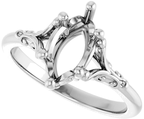 Sužadėtuvių Žiedas „Solitaire“ 585 Baltojo Aukso Marquise 10mm x 5mm (5)