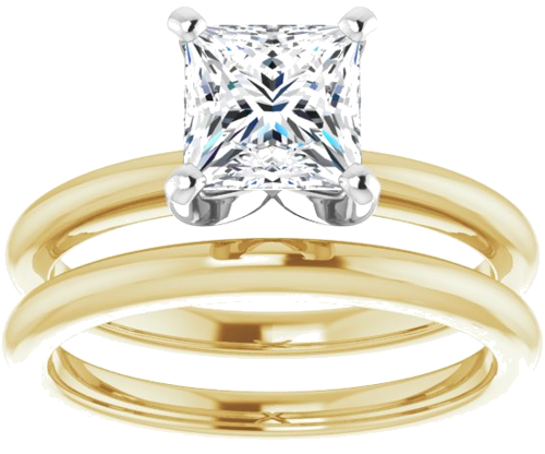 Sužadėtuvių Žiedas „Solitaire“ 750 Baltojo Ir Geltonojo Aukso Square 6mm (8)