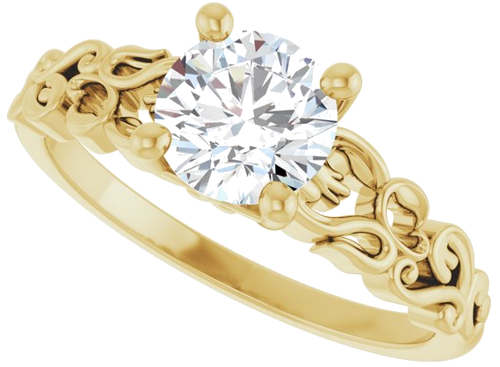 14K Yellow 6.5 mm Round Vintage-Inspired Solitaire Engagement Ring Mounting (10)
