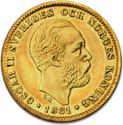 5 крон Оскар II (1881-1899) Швеция золотая монета (1)