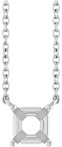 14K White 4.5 mm Square Solitaire 18   Necklace Mounting (1)