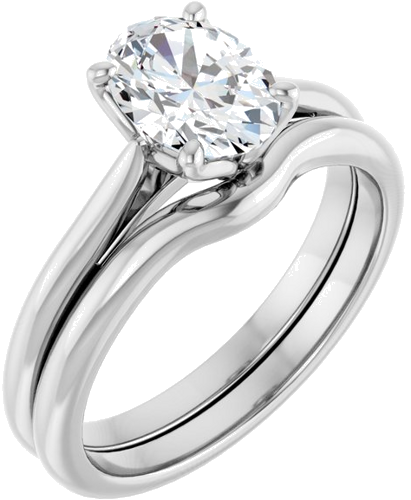 14K White  8x6 mm Oval Solitaire Engagement Ring Mounting (6)