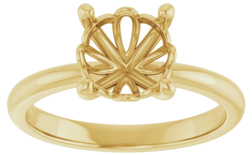 14K Yellow 8 mm Round Solitaire Engagement Ring Mounting (3)