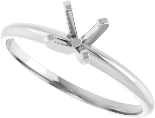 14K White 5.2 mm Round Ultra-Lightweight Solitaire Engagement Ring Mounting (5)