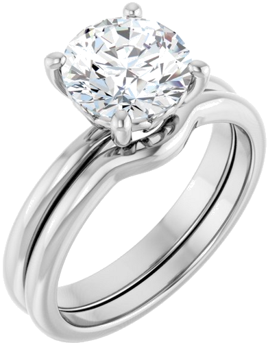 14K White 8 mm Round Solitaire Engagement Ring Mounting (6)