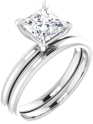 Sužadėtuvių Žiedas „Solitaire“ 585 Baltojo Aukso Square 6mm (6)