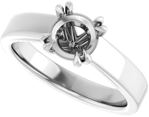 10K White 6.5 mm Round Engagement Ring Mounting (5)