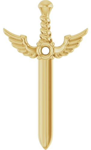 14K Yellow 2 mm Round Accented Dagger Pendant (1)