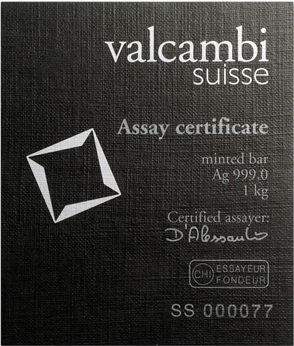 1 кг Сребърен кюлчe Valcambi (сечен) (5)