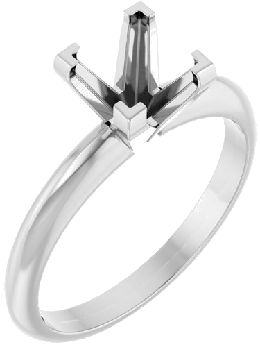14K White 6 mm Square V-End 4-Prong Engagement Ring Mounting (1)