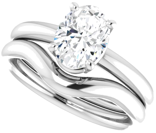 Sužadėtuvių Žiedas „Solitaire“ 585 Baltojo Aukso Oval 8mm x 6mm (10)