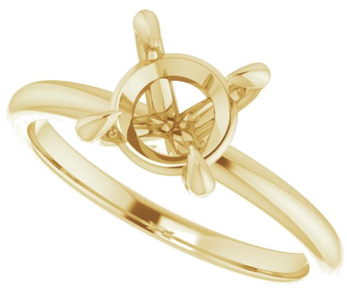 18K Yellow  7.4 mm Round Solitaire Engagement Ring Mounting (5)